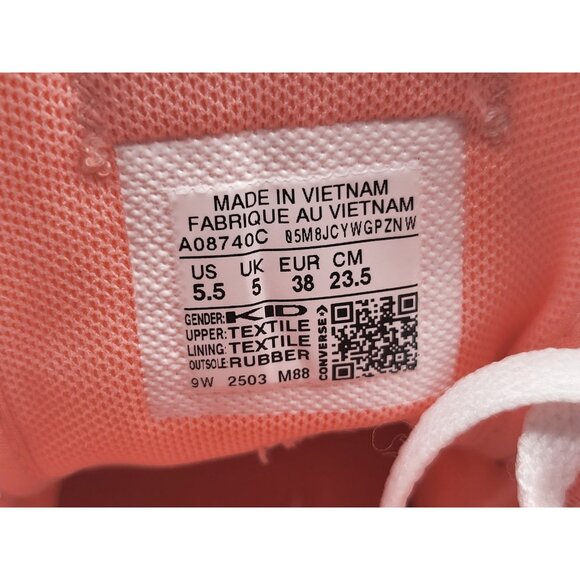 Converse All Star Shoes Youth Size 5.5 Pink Crochet Platform Lace Up Sneakers - Picture 8 of 10